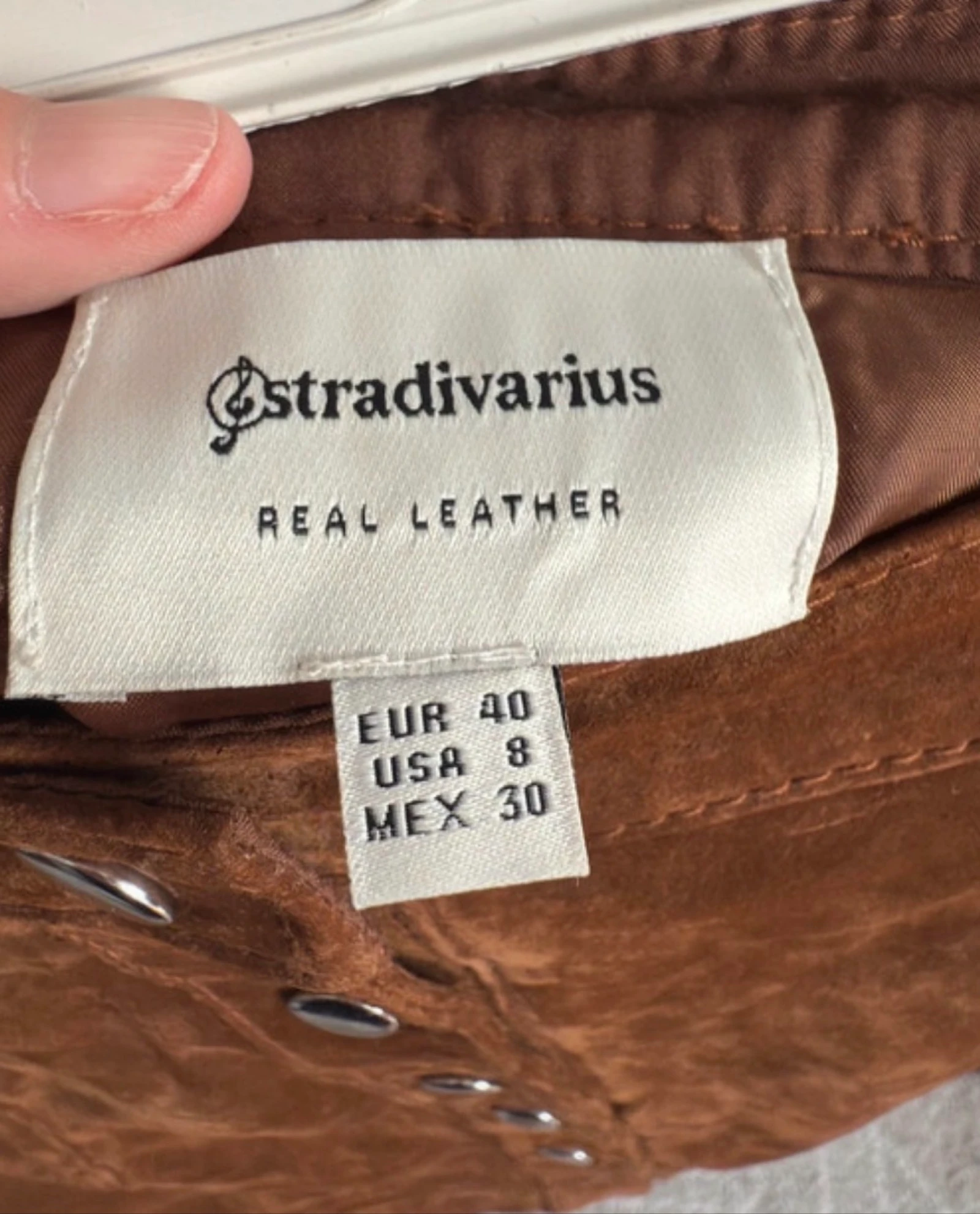 Saia de couro marrom da Stradivarius (Tamanho 40) – photo 3